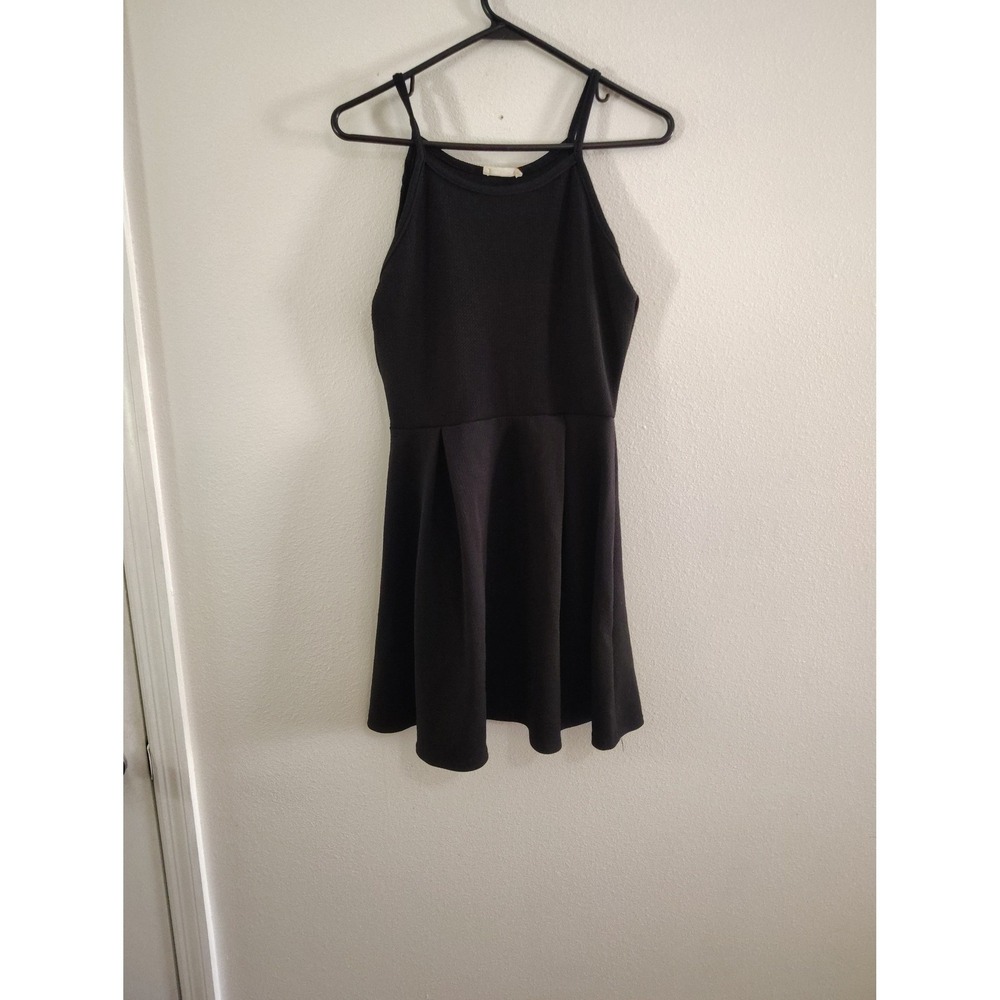 Olivia Rae Womens Black Halter Skater Dress Textured‎ Knit Fit and Flare Large